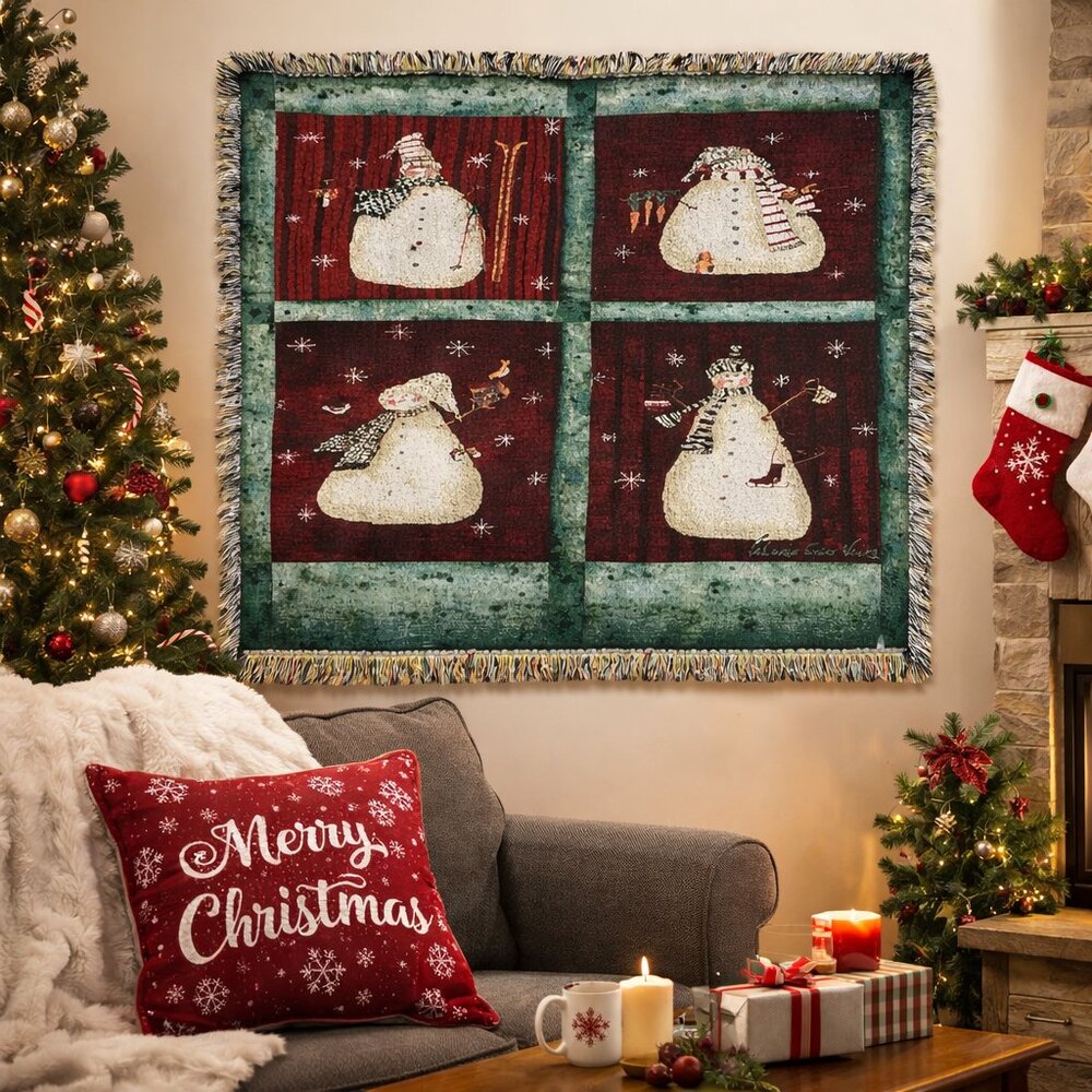 Christmas Snowmen Woven Throw/Blanket Mohawk/Valorie Wenk